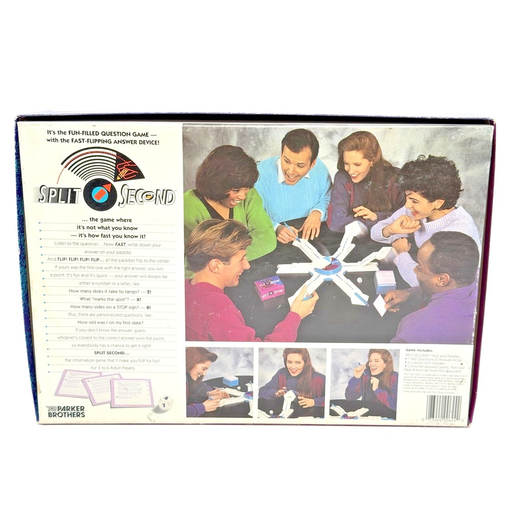 Vintage 1992 Split Second Board Game Parker Brothers Complete w/ Hub & Paddles - Picture 3 of 8